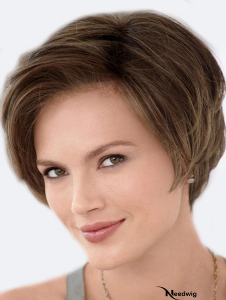 Affordable Lace Front Wigs Straight Style Brown Color Short Length