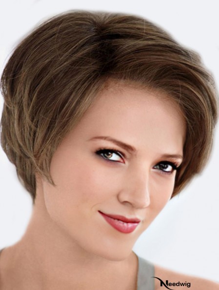 Affordable Lace Front Wigs Straight Style Brown Color Short Length