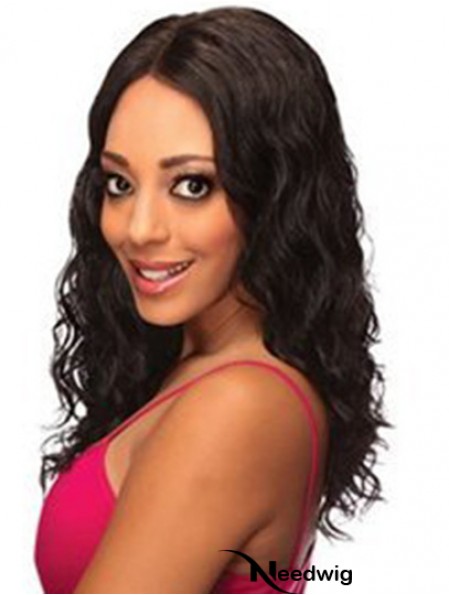 Human Lace Front Wigs Black Color Shoulder Length Wavy Style