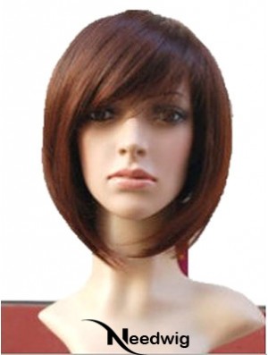 Auburn 10 inch Wavy Short Remy Human Hair Monofilament Bob Wigs