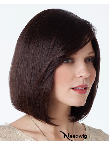 Human Bob Hair Wig With Capless Auburn Color Chin Length