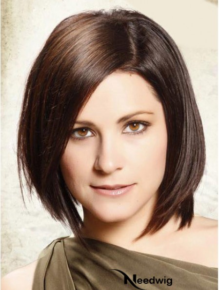 Lace Front Chin Length Straight Brown Soft Bob Wigs