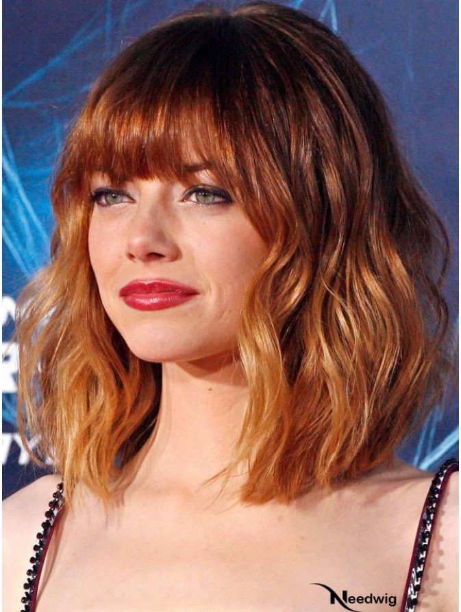 Cropped Wavy 100% Hand Tied Virgin European Human Hair Emma Stone Wig