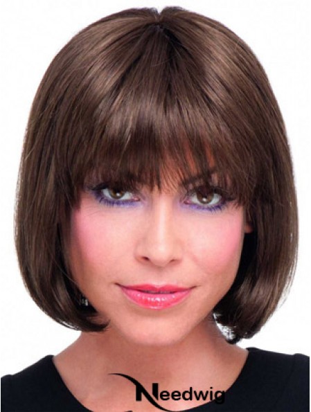 Real Hair Bob Wig With Lace Front Chin Length Straight Style