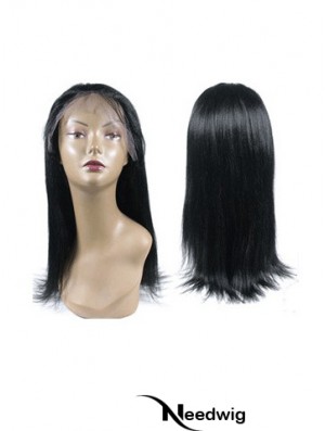 Black Full Lace Straight Long Hand Tied Human Hair Wigs