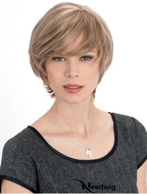 Monofilament Straight Layered Chin Length 8 inch Discount Human Hair Wigs