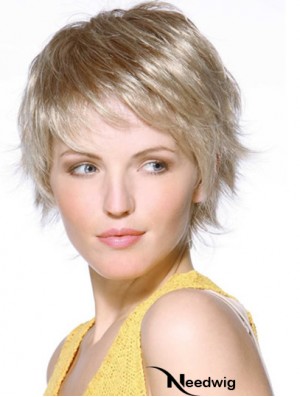 8 inch Blonde Chin Length Layered Straight Gorgeous Lace Wigs
