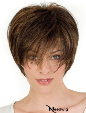 Human Hair Brown Wigs With Lace Front Wavy Style