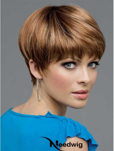 Brown Cropped Straight Boycuts Lace Front Wigs Cheap