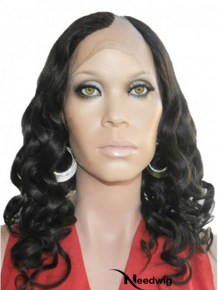 18 inch Lace Front Curly Black Perfect U Part Wigs