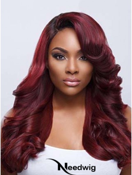 Wavy With Bangs Lace Front Fashionable 22 inch Red Long Wigs