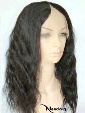 16 inch Lace Front Wavy Black Suitable U Part Wigs