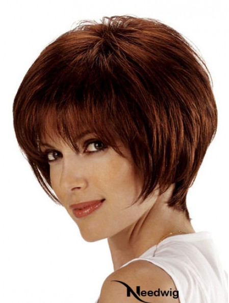 Bob Style Wig Remy Human Lace Front Auburn Color Bobs Cut