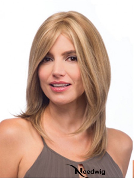 Layered Shoulder Straight Monofilament Long Ash Blonde Wig