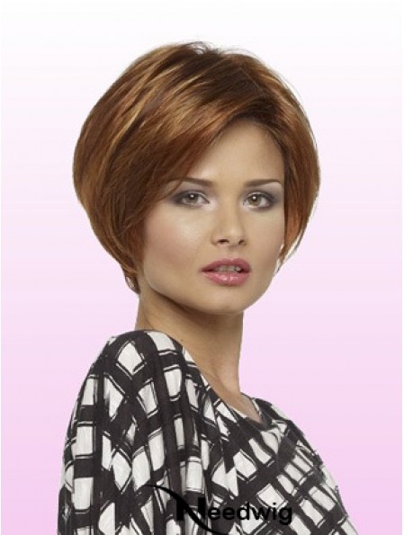 Short Layered Bob With Lace Front Straight Style Auburn Color