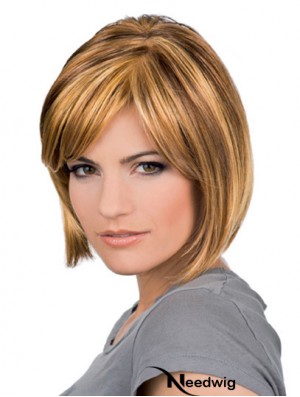 Chin Length Blonde Sleek 10 inch Wavy Bob Wigs