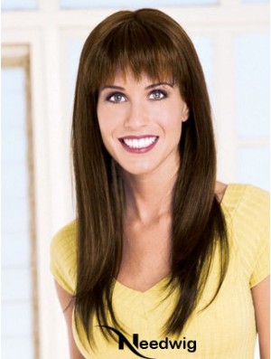 Straight With Bangs Capless Brown Modern Long Wigs