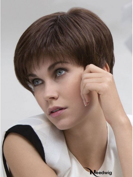 Sassy 6 inch Brown Cropped Boycuts Straight Lace Wigs