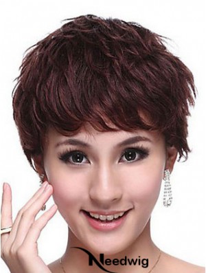 Capless Wavy Boycuts Cropped Trendy Human Hair Wigs