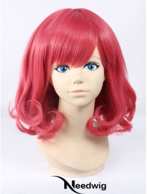 Wavy With Bangs Shoulder Length Red Cheapest Lace Front Wigs