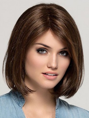 Remy Human Hair Monofilament Brown 11 inch Bob Wig