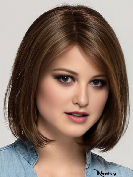 Remy Human Hair Monofilament Brown 11 inch Bob Wig