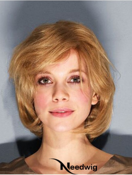 10 inch Wavy Brown Remy Human Hair Chin Length 100% Hand-tied Bob Wigs For Sale