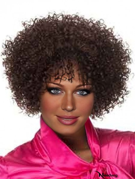 Popular Brown Short Layered Curly Glueless Lace Front Wigs