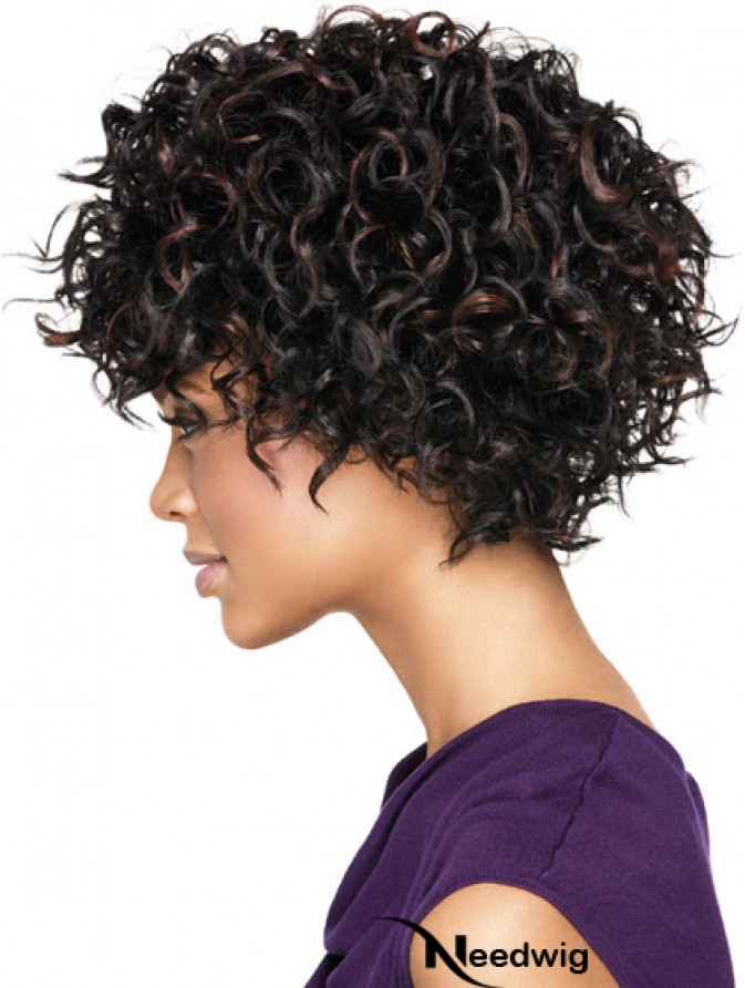 African American Wigs With Capless Synthetic Layered Cut Kinky Style