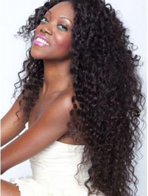 African American Lace Wigs Remy Human Long Length Kinky Style