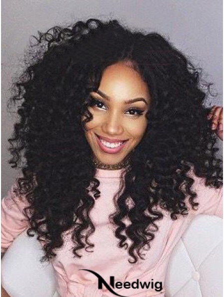 Black Remy Human Lace Front Long Kinky Curly Lace Wig UK