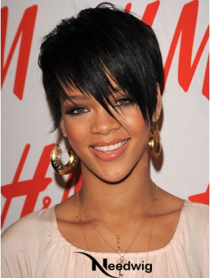 Rihanna Short Hair Wigs Boycuts Croppped Length Black Color