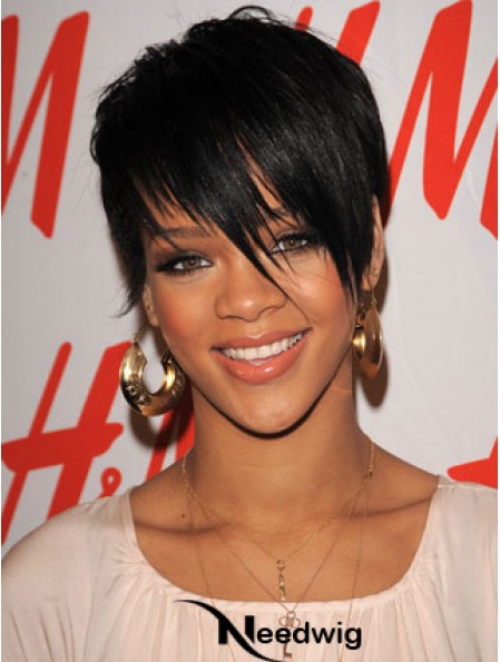 Rihanna Short Hair Wigs Boycuts Croppped Length Black Color