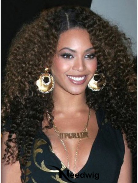 Remy Human Capless Kinky Long Brown Natural Hair Wing Like Beyonce