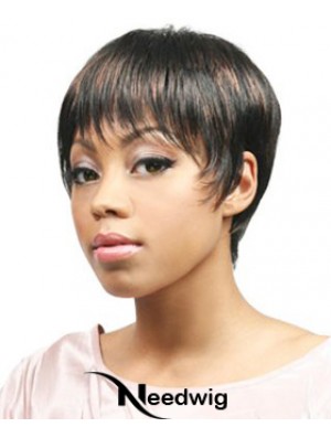 African Hair Wigs Boycuts Cropped Length Straight Style With Capless