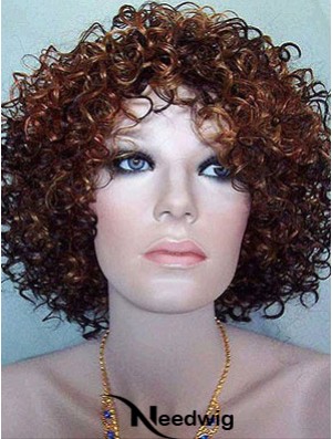 Kinky Layered Chin Length High Quality Auburn Synthetic Wigs