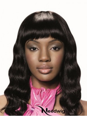 Long Black Wavy With Bangs New African American Wigs