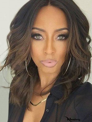 African Human Hair Wigs With Full Lace Brazilian Black Color Shoulder Length