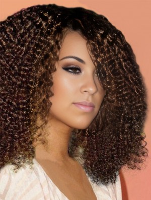 Auburn Shoulder Lace Front With Bangs Kinky Curly Wig