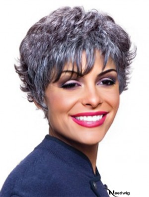 Synthetic Online Short Wavy Grey Wigs