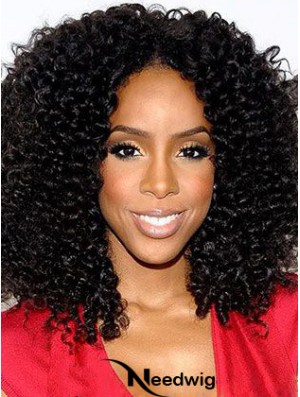 Designed 16 inch Shoulder Length Kinky Wigs For Black Women
