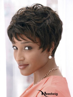 4 inch Cropped Boycuts Synthetic Capless Black Styles For African Americans