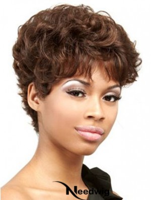 Cropped Auburn Curly Boycuts Convenient African American Wigs