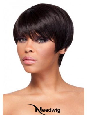 Cropped Auburn Straight Boycuts Gorgeous African American Wigs