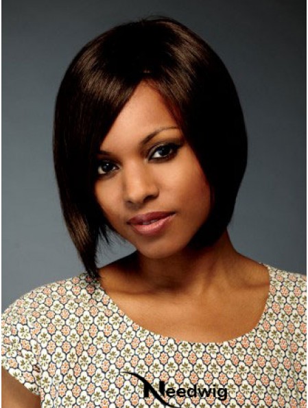 Chin Length Brown Straight Bobs Flexibility African American Wigs