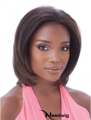 Without Bangs Hairstyles Straight Auburn Chin Length Human Hair Lace Front Wigs