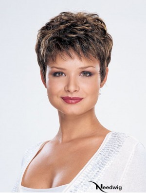 Straight Layered Cropped Modern Brown Synthetic Wigs