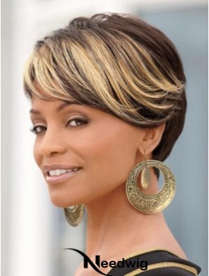 8 inch Synthetic Black Short Straight Wigs For African American Women