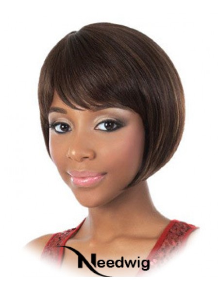 Chin Length Brown Straight Bobs Fashion African American Wigs