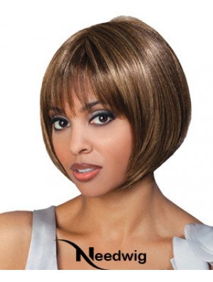 Chin Length Brown Straight Bobs Top African American Wigs